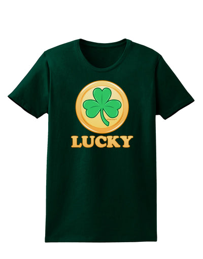 Shamrock Button - Lucky Womens Dark T-Shirt by TooLoud-Womens T-Shirt-TooLoud-Forest-Green-Small-Davson Sales