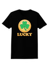 Shamrock Button - Lucky Womens Dark T-Shirt by TooLoud-Womens T-Shirt-TooLoud-Black-X-Small-Davson Sales