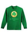 Shamrock Button - St Patrick's Day Adult Long Sleeve Dark T-Shirt by TooLoud-TooLoud-Kelly-Green-Small-Davson Sales