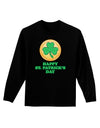 Shamrock Button - St Patrick's Day Adult Long Sleeve Dark T-Shirt by TooLoud-TooLoud-Black-Small-Davson Sales