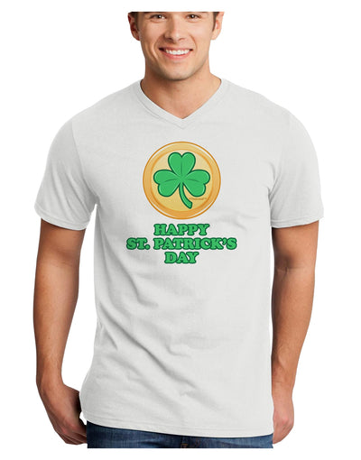 Shamrock Button - St Patrick's Day Adult V-Neck T-shirt by TooLoud-Mens V-Neck T-Shirt-TooLoud-White-Small-Davson Sales