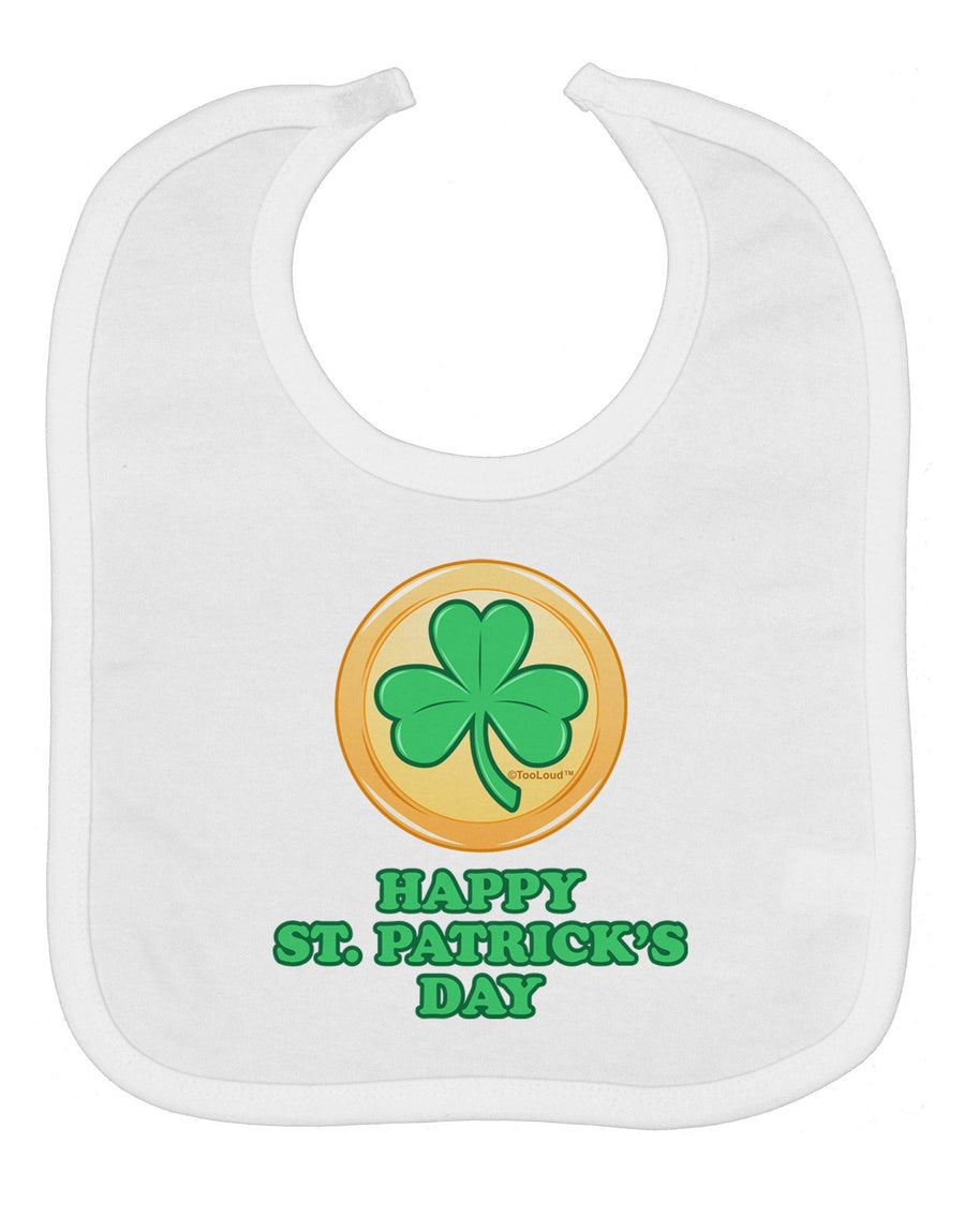 Shamrock Button - St Patrick's Day Baby Bib by TooLoud