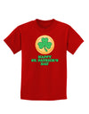 Shamrock Button - St Patrick's Day Childrens Dark T-Shirt by TooLoud-Childrens T-Shirt-TooLoud-Red-X-Small-Davson Sales