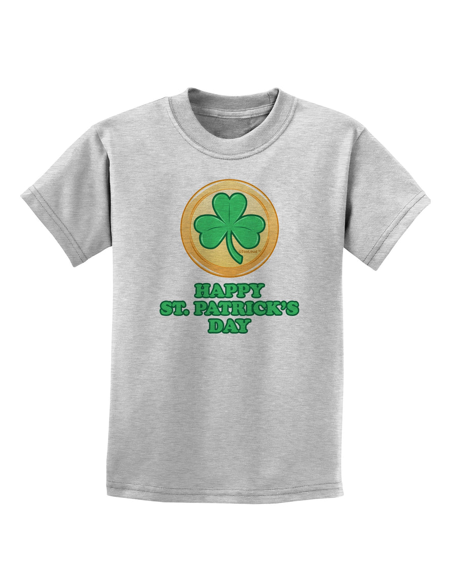 Shamrock Button - St Patrick's Day Childrens T-Shirt by TooLoud-Childrens T-Shirt-TooLoud-White-X-Small-Davson Sales