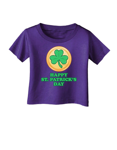 Shamrock Button - St Patrick's Day Infant T-Shirt Dark by TooLoud-Infant T-Shirt-TooLoud-Purple-06-Months-Davson Sales