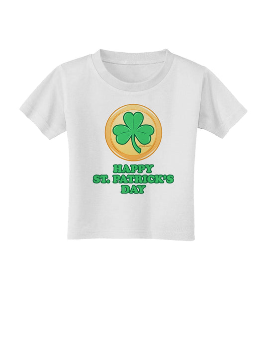 Shamrock Button - St Patrick's Day Toddler T-Shirt by TooLoud-Toddler T-Shirt-TooLoud-White-2T-Davson Sales