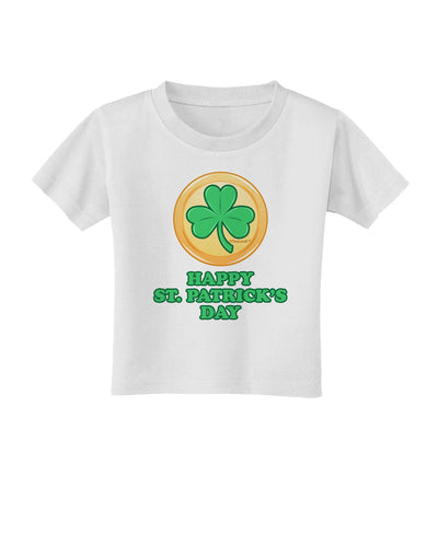 Shamrock Button - St Patrick's Day Toddler T-Shirt by TooLoud-Toddler T-Shirt-TooLoud-White-2T-Davson Sales