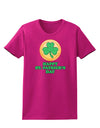 Shamrock Button - St Patrick's Day Womens Dark T-Shirt by TooLoud-Womens T-Shirt-TooLoud-Hot-Pink-Small-Davson Sales