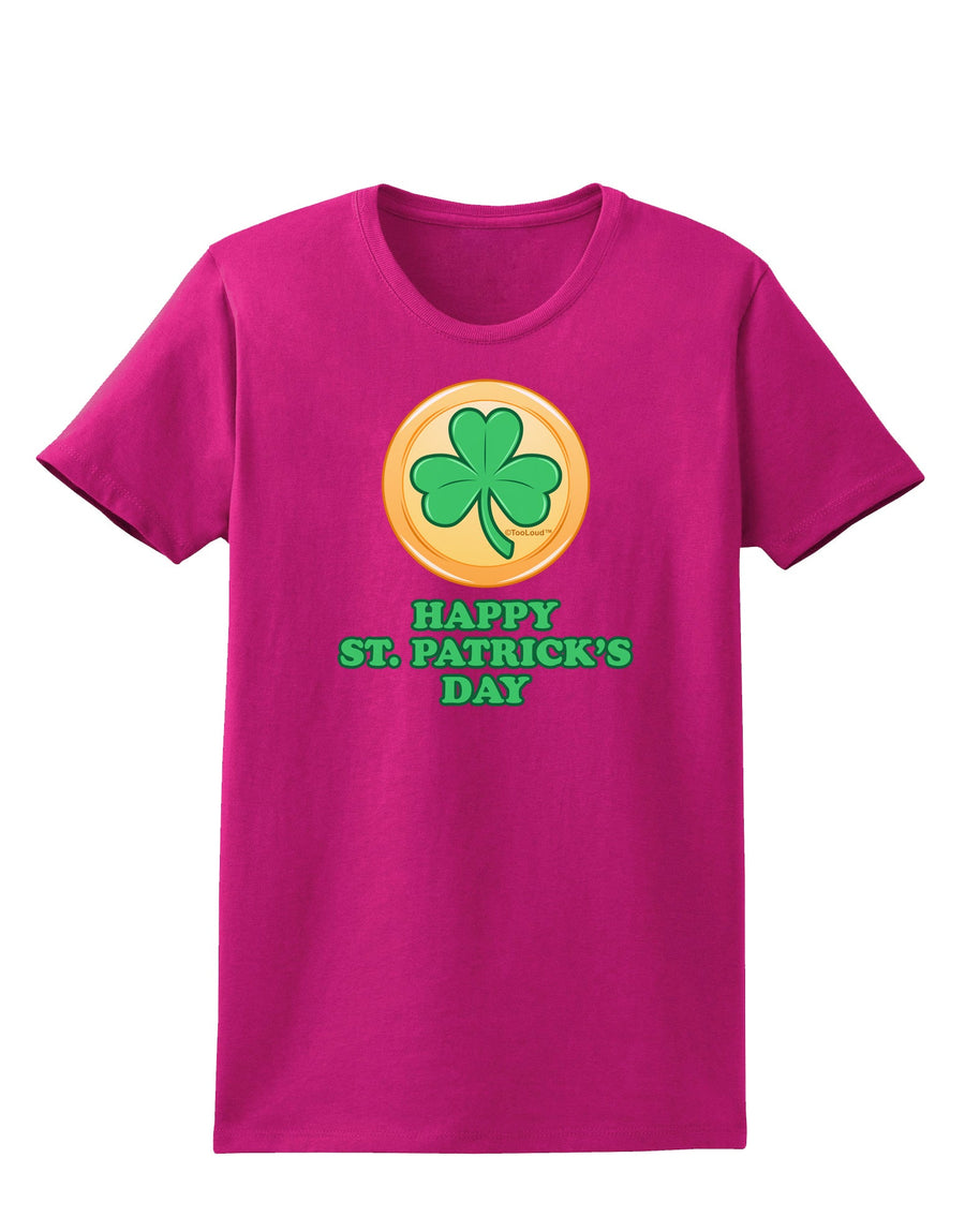 Shamrock Button - St Patrick's Day Womens Dark T-Shirt by TooLoud-Womens T-Shirt-TooLoud-Black-X-Small-Davson Sales