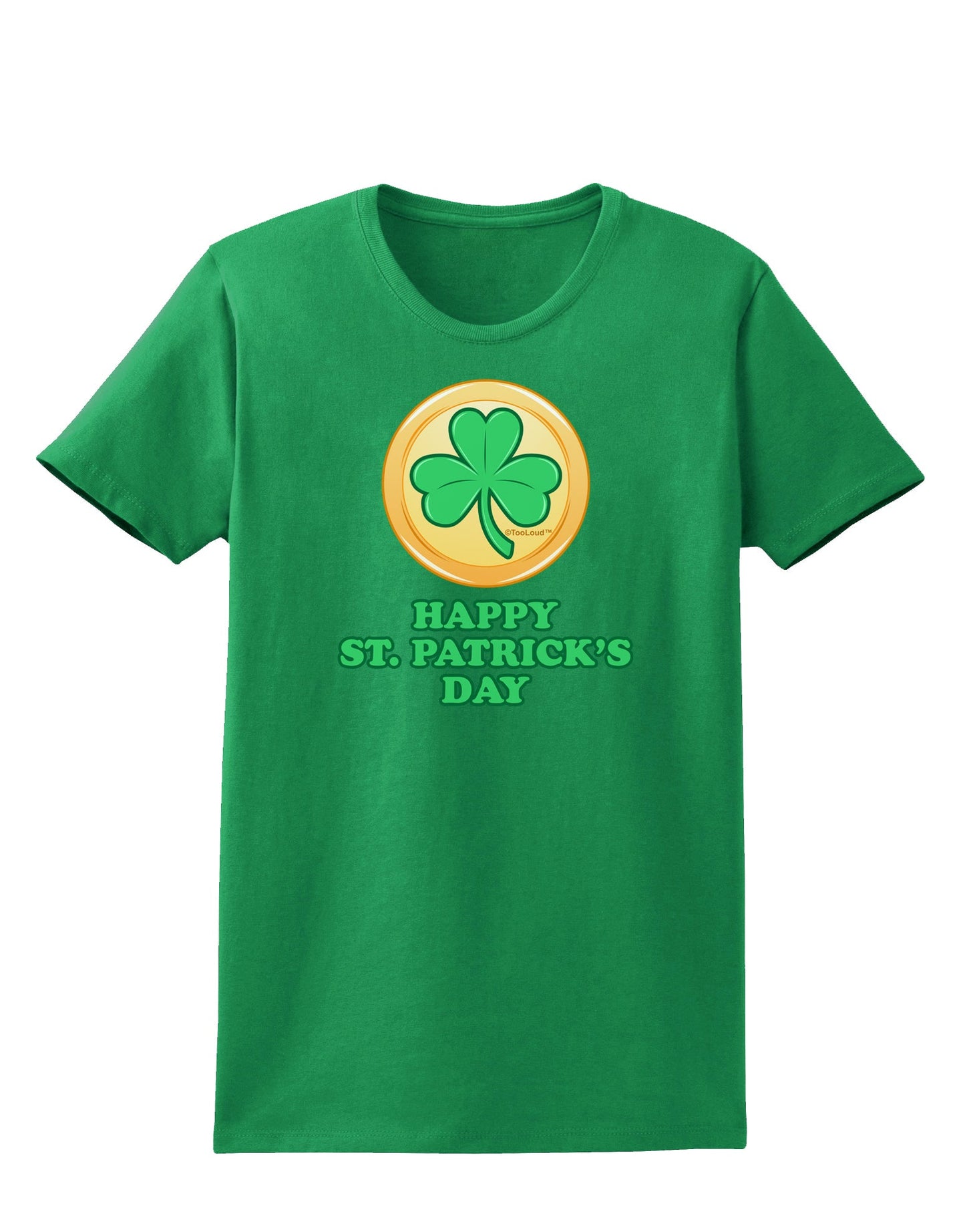 Shamrock Button - St Patrick's Day Womens Dark T-Shirt by TooLoud-Womens T-Shirt-TooLoud-Kelly-Green-X-Small-Davson Sales
