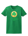 Shamrock Button - St Patrick's Day Womens Dark T-Shirt by TooLoud-Womens T-Shirt-TooLoud-Kelly-Green-X-Small-Davson Sales