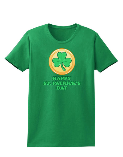 Shamrock Button - St Patrick's Day Womens Dark T-Shirt by TooLoud-Womens T-Shirt-TooLoud-Kelly-Green-X-Small-Davson Sales