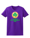 Shamrock Button - St Patrick's Day Womens Dark T-Shirt by TooLoud-Womens T-Shirt-TooLoud-Purple-X-Small-Davson Sales