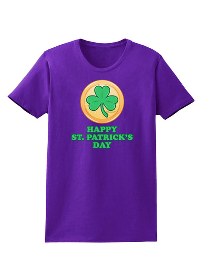 Shamrock Button - St Patrick's Day Womens Dark T-Shirt by TooLoud-Womens T-Shirt-TooLoud-Purple-X-Small-Davson Sales