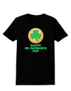 Shamrock Button - St Patrick's Day Womens Dark T-Shirt by TooLoud-Womens T-Shirt-TooLoud-Black-X-Small-Davson Sales