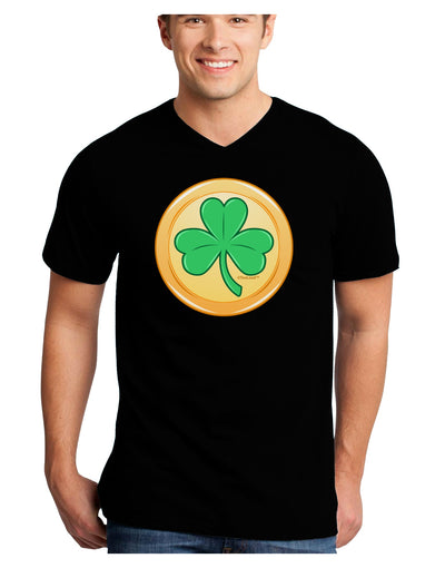 Shamrock Button Vector Design Adult Dark V-Neck T-Shirt by TooLoud-Mens V-Neck T-Shirt-TooLoud-Black-Small-Davson Sales