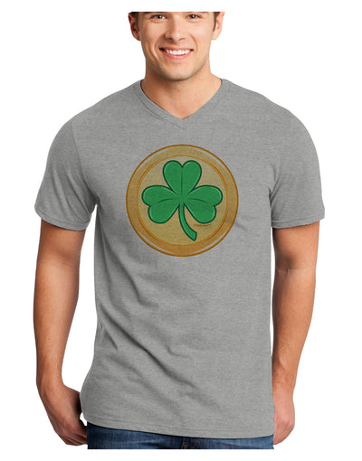 Shamrock Button Vector Design Adult V-Neck T-shirt by TooLoud-Mens V-Neck T-Shirt-TooLoud-HeatherGray-Small-Davson Sales