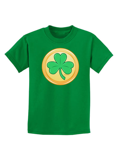 Shamrock Button Vector Design Childrens Dark T-Shirt by TooLoud-Childrens T-Shirt-TooLoud-Kelly-Green-X-Small-Davson Sales