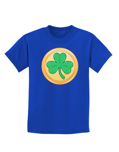 Shamrock Button Vector Design Childrens Dark T-Shirt by TooLoud-Childrens T-Shirt-TooLoud-Royal-Blue-X-Small-Davson Sales