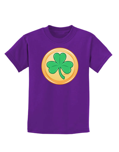 Shamrock Button Vector Design Childrens Dark T-Shirt by TooLoud-Childrens T-Shirt-TooLoud-Purple-X-Small-Davson Sales