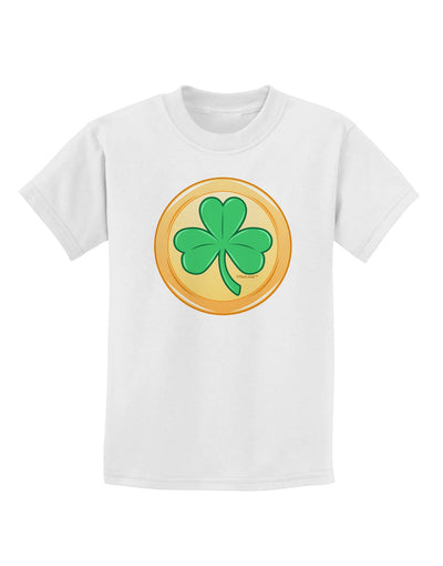 Shamrock Button Vector Design Childrens T-Shirt by TooLoud-Childrens T-Shirt-TooLoud-White-X-Small-Davson Sales