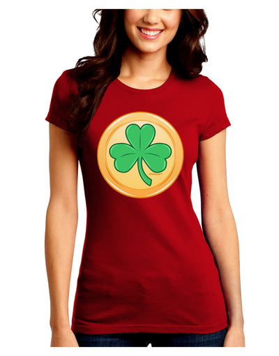 Shamrock Button Vector Design Juniors Crew Dark T-Shirt by TooLoud-T-Shirts Juniors Tops-TooLoud-Red-Juniors Fitted Small-Davson Sales