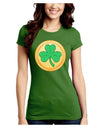 Shamrock Button Vector Design Juniors Crew Dark T-Shirt by TooLoud-T-Shirts Juniors Tops-TooLoud-Kiwi-Green-Juniors Fitted X-Small-Davson Sales