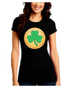 Shamrock Button Vector Design Juniors Crew Dark T-Shirt by TooLoud-T-Shirts Juniors Tops-TooLoud-Black-Juniors Fitted Small-Davson Sales