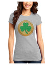 Shamrock Button Vector Design Juniors T-Shirt by TooLoud-Womens Juniors T-Shirt-TooLoud-Ash-Gray-Juniors Fitted X-Small-Davson Sales