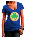 Shamrock Button Vector Design Juniors V-Neck Dark T-Shirt by TooLoud-Womens V-Neck T-Shirts-TooLoud-Royal-Blue-Juniors Fitted Small-Davson Sales