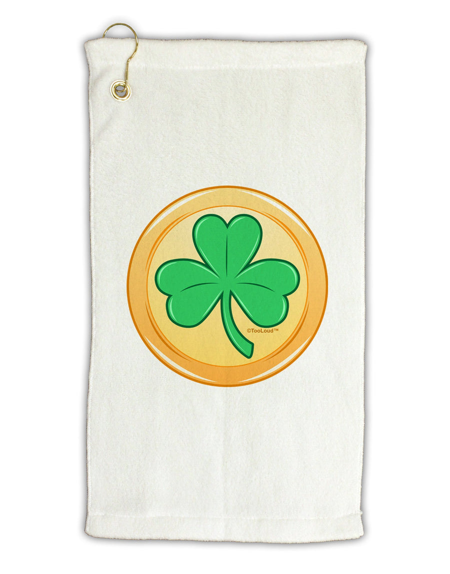 Shamrock Button Vector Design Micro Terry Gromet Golf Towel 16 x 25 inch by TooLoud-Golf Towel-TooLoud-White-Davson Sales