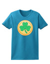 Shamrock Button Vector Design Womens Dark T-Shirt by TooLoud-Womens T-Shirt-TooLoud-Turquoise-X-Small-Davson Sales