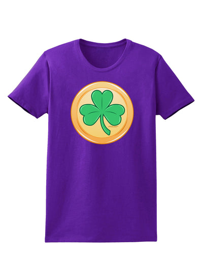 Shamrock Button Vector Design Womens Dark T-Shirt by TooLoud-Womens T-Shirt-TooLoud-Purple-X-Small-Davson Sales