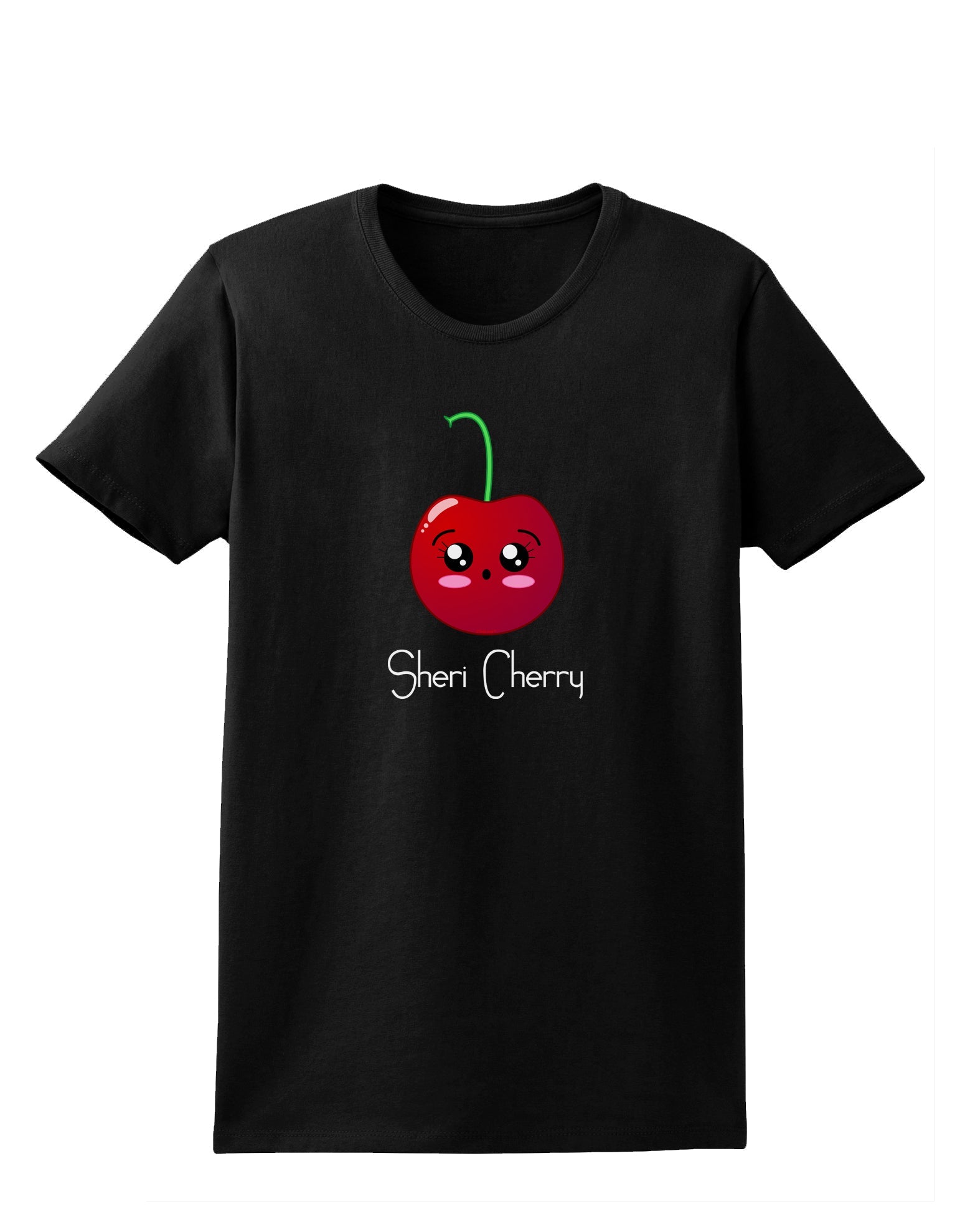 Sheri Cherry Text Womens Dark T-Shirt-TooLoud-Black-X-Small-Davson Sales