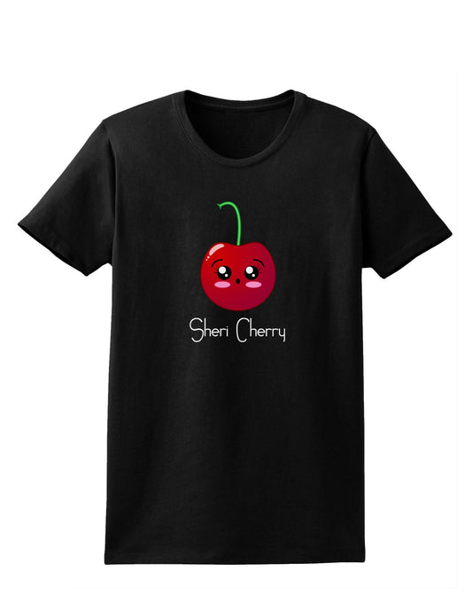 Sheri Cherry Text Womens Dark T-Shirt-TooLoud-Black-X-Small-Davson Sales