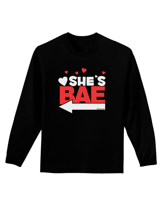 She's BAE - Left Arrow Adult Long Sleeve Dark T-Shirt-TooLoud-Black-Small-Davson Sales