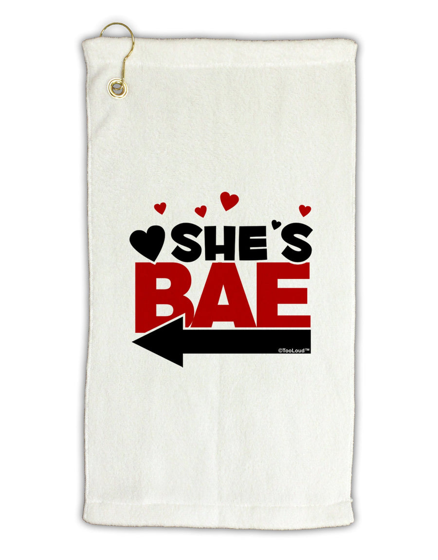 She's BAE - Left Arrow Micro Terry Gromet Golf Towel 16 x 25 inch-Golf Towel-TooLoud-White-Davson Sales