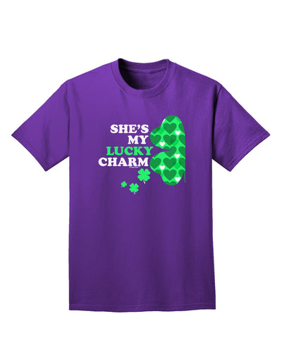 She's My Lucky Charm - Left Adult Dark T-Shirt-Mens T-Shirt-TooLoud-Purple-Small-Davson Sales