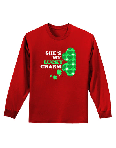 She's My Lucky Charm - Left Adult Long Sleeve Dark T-Shirt-TooLoud-Red-Small-Davson Sales