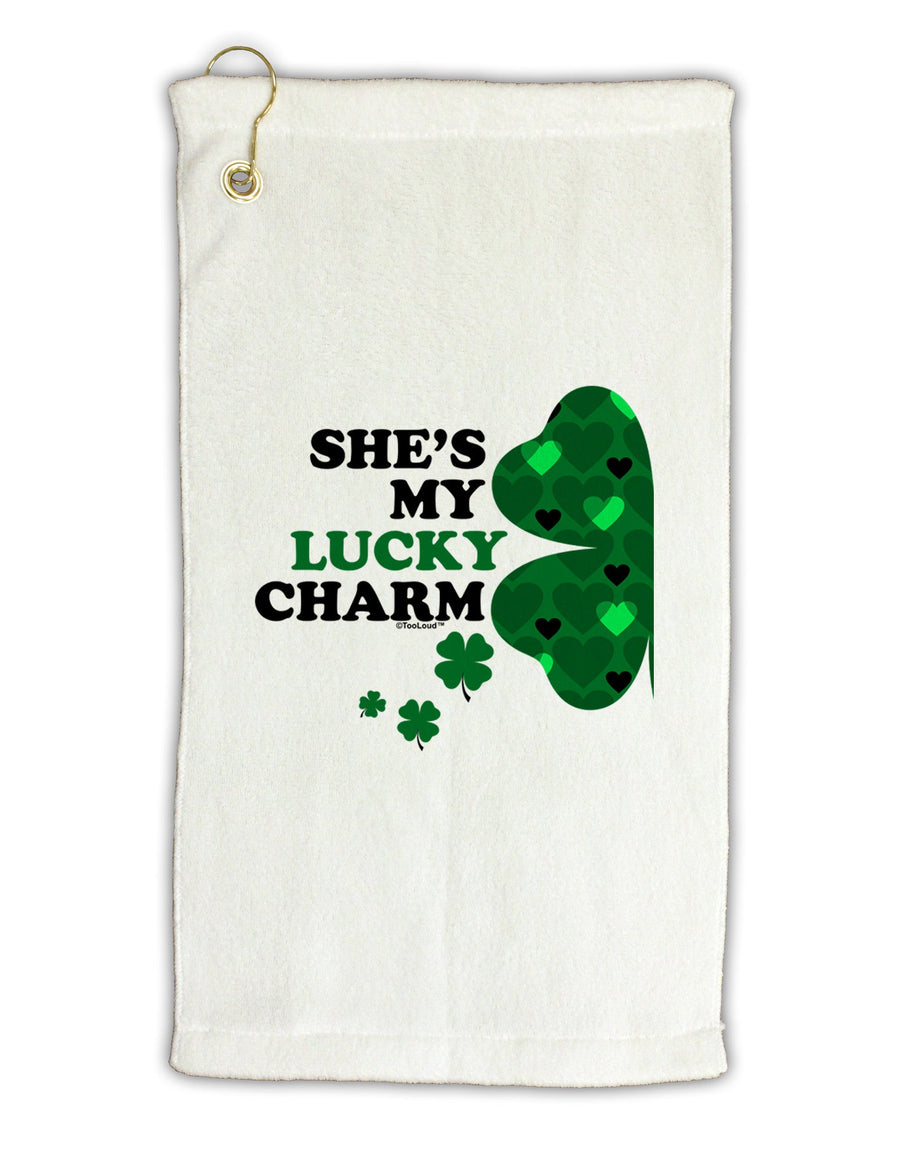 She's My Lucky Charm - Left Micro Terry Gromet Golf Towel 16 x 25 inch-Golf Towel-TooLoud-White-Davson Sales