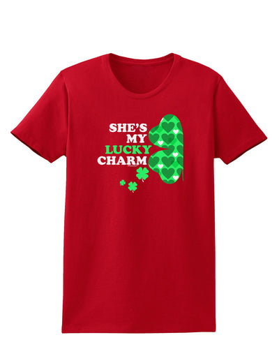 She's My Lucky Charm - Left Womens Dark T-Shirt-TooLoud-Red-X-Small-Davson Sales