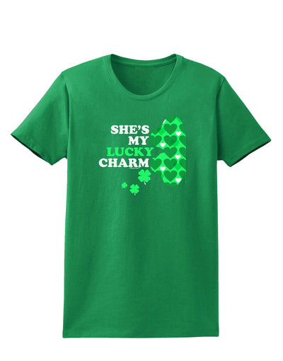 She's My Lucky Charm - Left Womens Dark T-Shirt-TooLoud-Kelly-Green-X-Small-Davson Sales