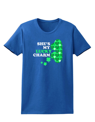 She's My Lucky Charm - Left Womens Dark T-Shirt-TooLoud-Royal-Blue-X-Small-Davson Sales