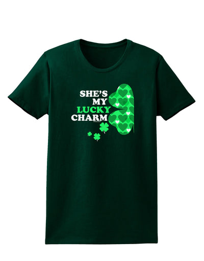 She's My Lucky Charm - Left Womens Dark T-Shirt-TooLoud-Forest-Green-Small-Davson Sales