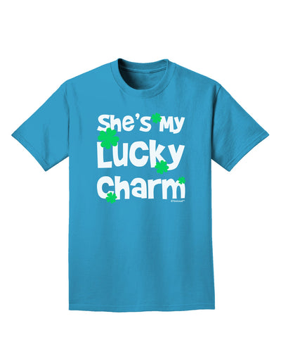 She's My Lucky Charm - Matching Couples Design Adult Dark T-Shirt by TooLoud-Mens T-Shirt-TooLoud-Turquoise-Small-Davson Sales