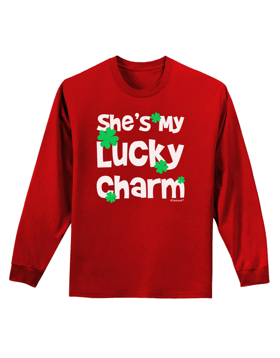 She's My Lucky Charm - Matching Couples Design Adult Long Sleeve Dark T-Shirt by TooLoud-Clothing-TooLoud-Black-Small-Davson Sales