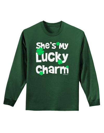 She's My Lucky Charm - Matching Couples Design Adult Long Sleeve Dark T-Shirt by TooLoud-Clothing-TooLoud-Dark-Green-Small-Davson Sales