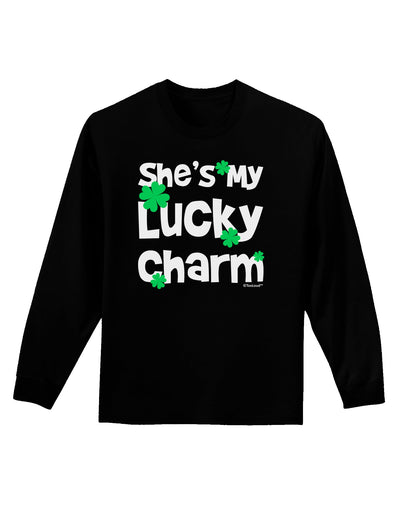 She's My Lucky Charm - Matching Couples Design Adult Long Sleeve Dark T-Shirt by TooLoud-Clothing-TooLoud-Black-Small-Davson Sales