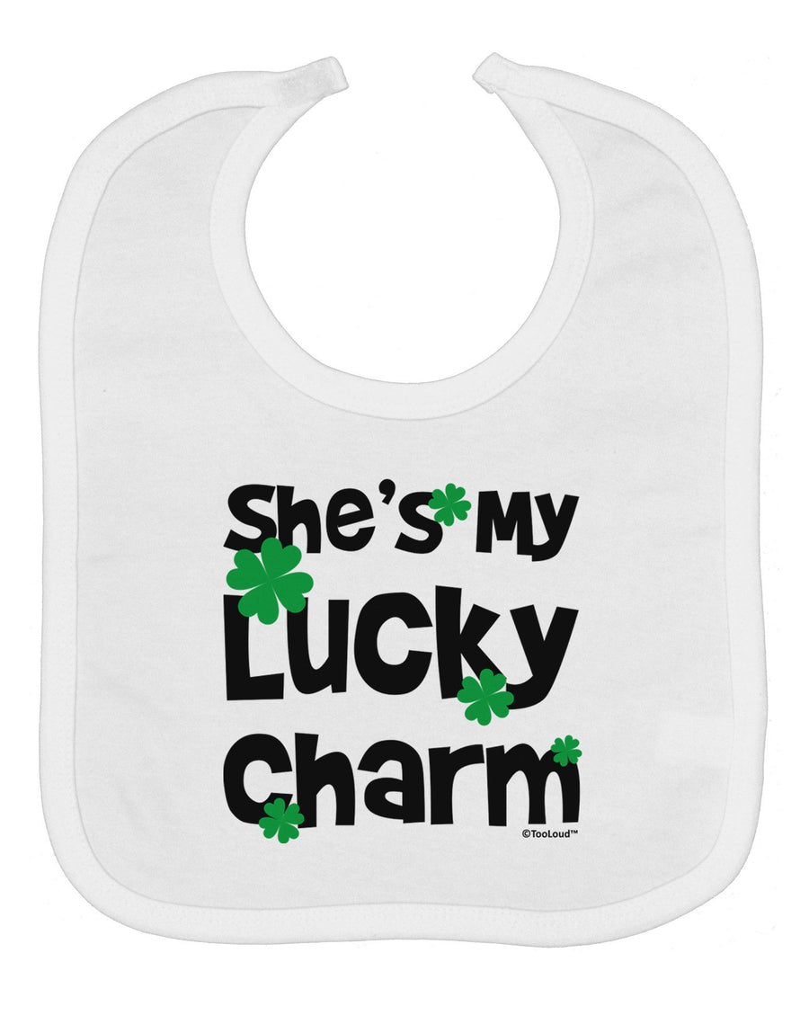 She's My Lucky Charm - Matching Couples Design Baby Bib by TooLoud