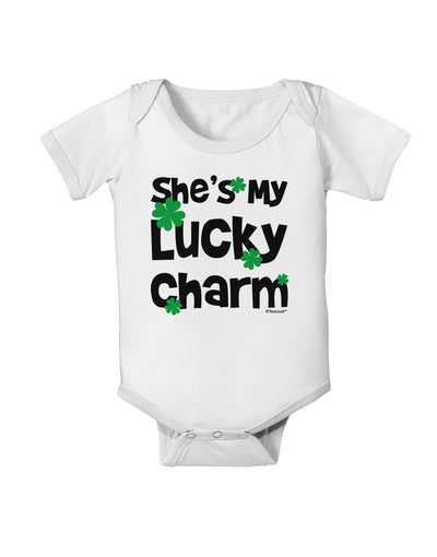 She's My Lucky Charm - Matching Couples Design Baby Romper Bodysuit by TooLoud-Baby Romper-TooLoud-White-06-Months-Davson Sales